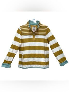 Fat Face Airlie Mustard Striped 1/4 Zip Pullover 90s Skater University Sz 10